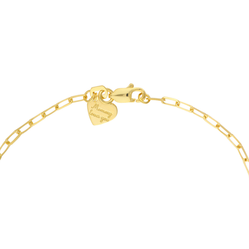 Child Paperclip Chain Bracelet with Disc - Engravable