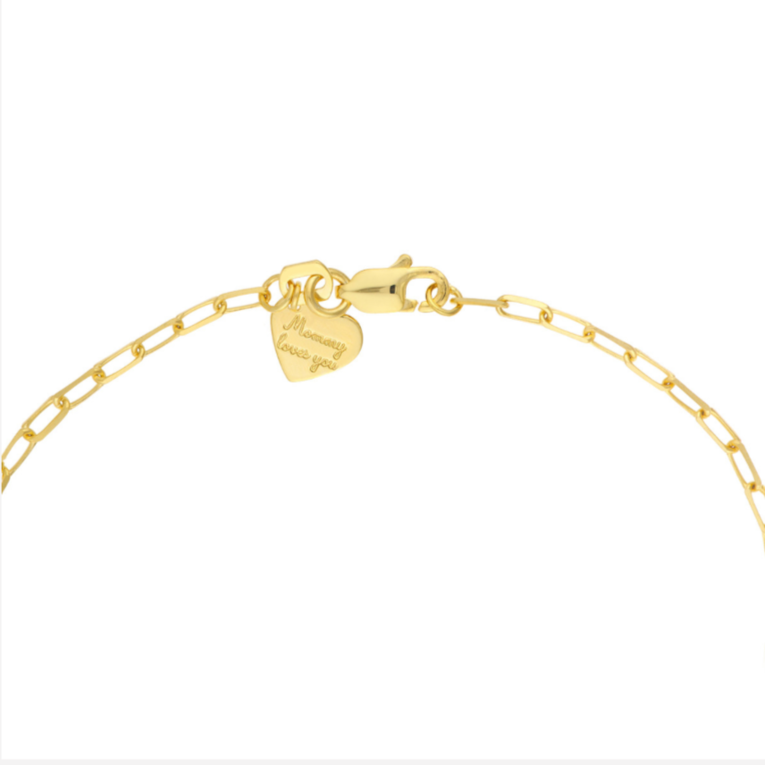 Child Paperclip Chain Bracelet with Heart - Engravable