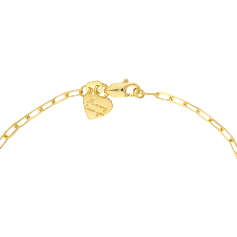 Child Paperclip Chain Bracelet with Paw Print - Engravable