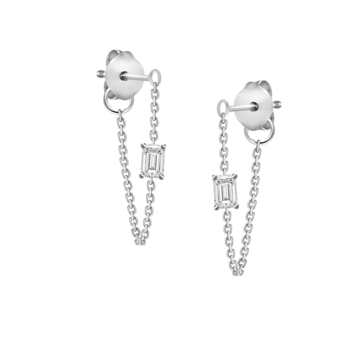 Baguette Diamond and Chain Earrings