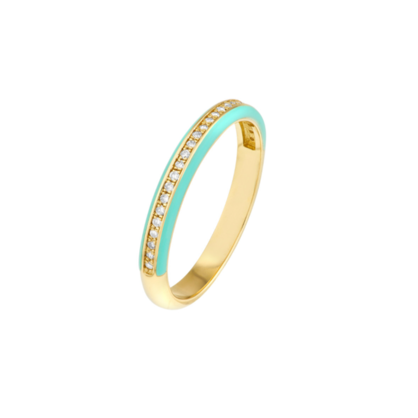 Diamond Band With Turquoise Enamel