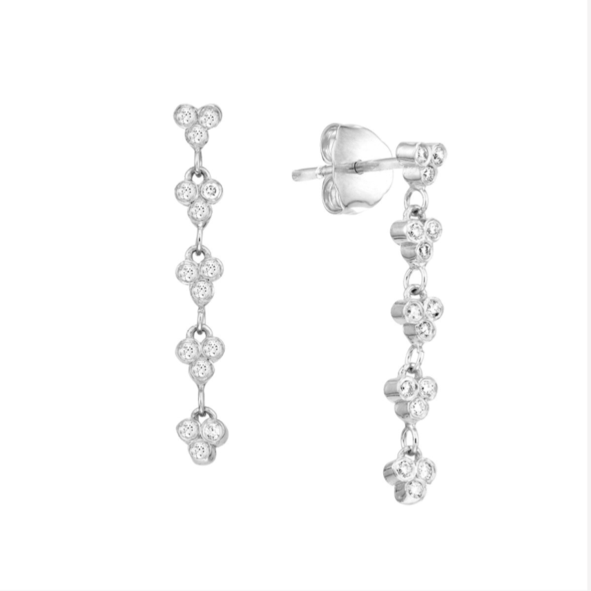 Diamond Bezel Trinity Dangle Earrings