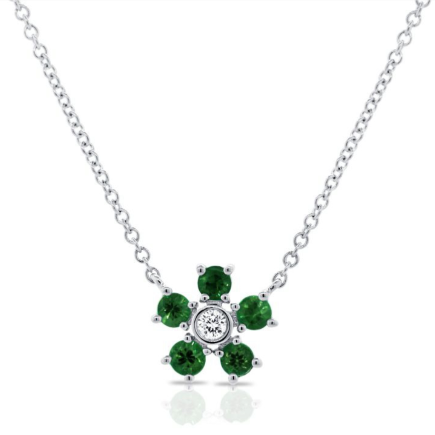 Emerald Floral Pendant