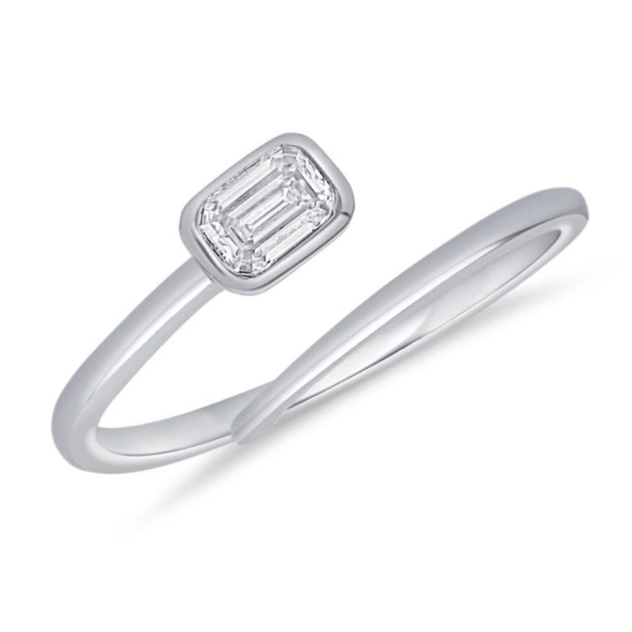 Wrap Ring Set With Emerald Cut Diamond