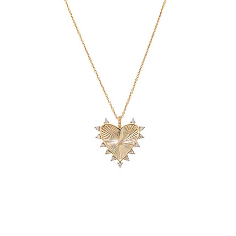 Diamond Scattered Ridge Heart Pendant