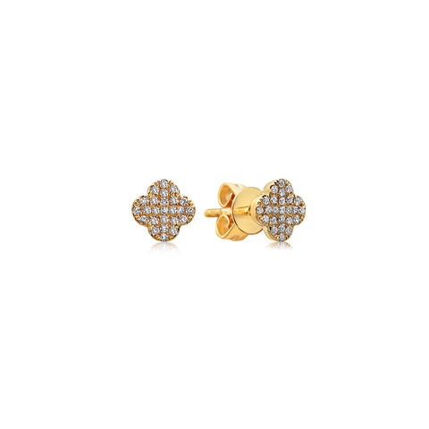 Diamond Four Leaf Clover Stud