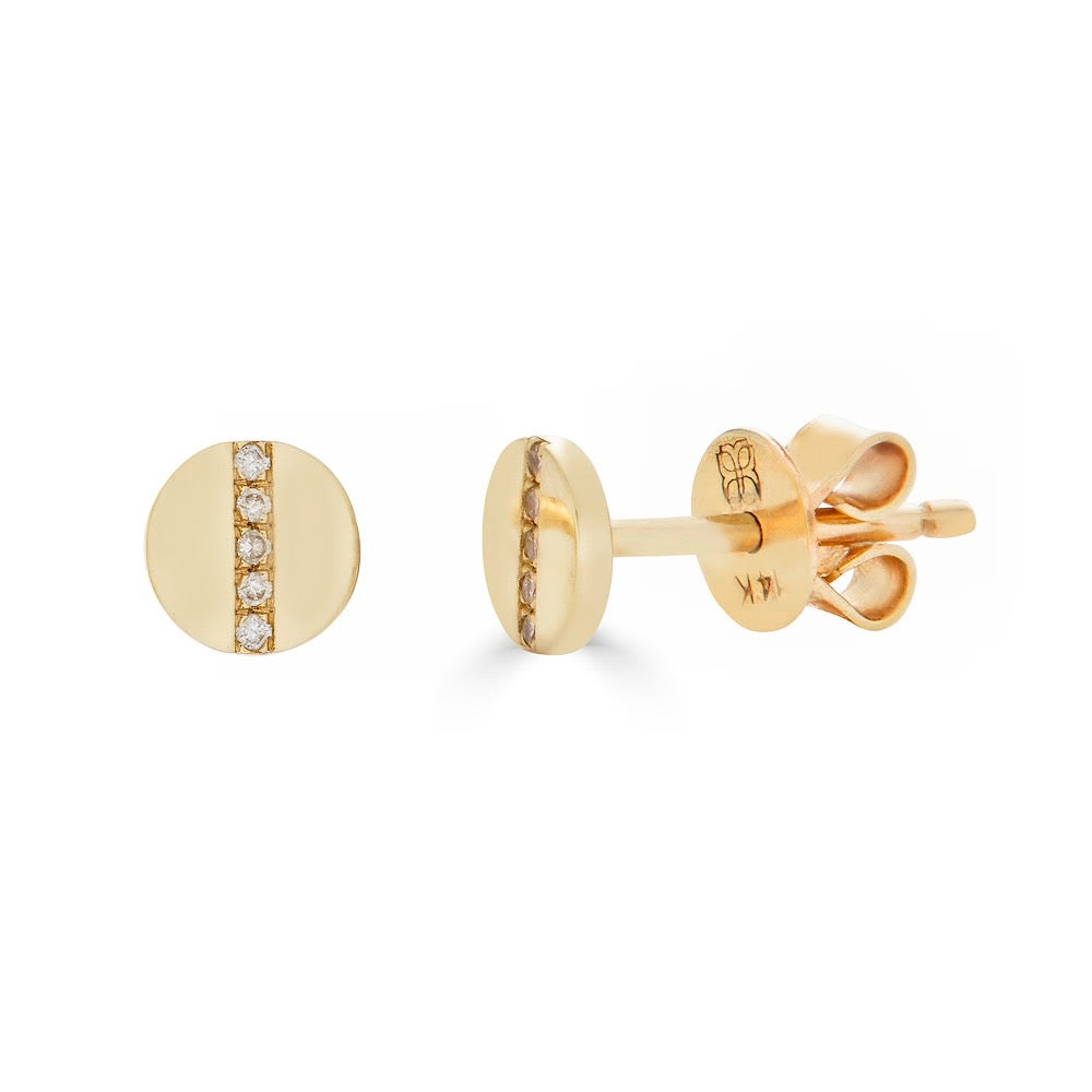 DIAMOND SCREW HEAD STUD-Studs-The head of a diamond and gold screw gives the perfect amount of edge to your lobe and certainly knows how to complete your ear game. - available in 14k yellow and white gold - diamonds in a single stud: approximately 0.02 total carat weight, G-H color, SI clarity - 14k gold butterfly backing - shown on model in yellow gold-Anneaux Jewelry